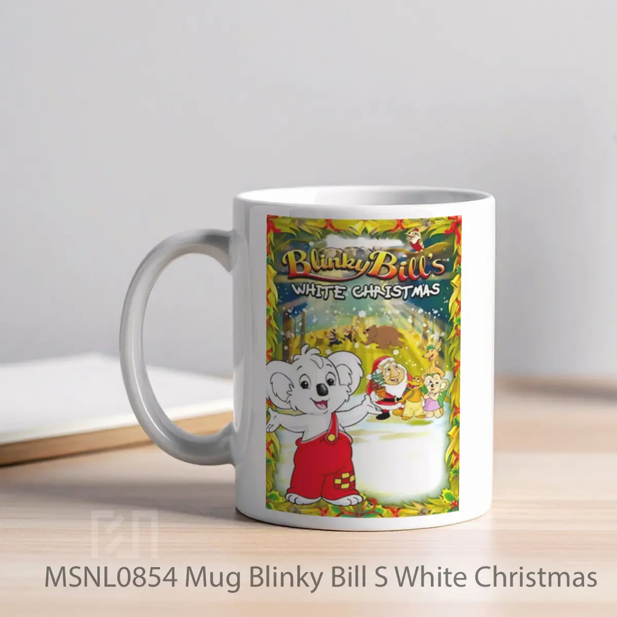Mug Blinky Bill S White Christmas Gelas Keramik Tema Film MSNL0854 - Tampak Kiri