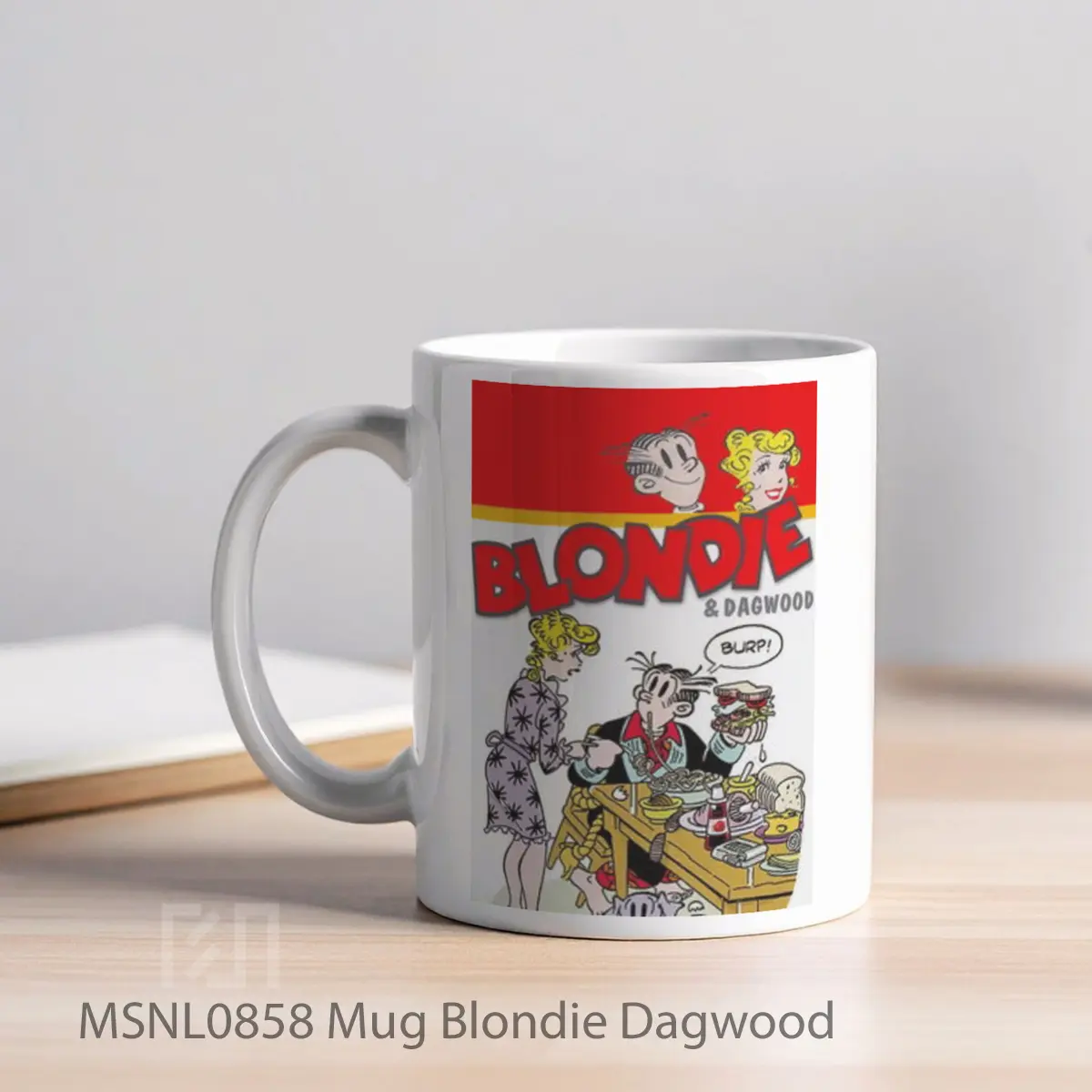 Mug Blondie Dagwood Gelas Keramik Tema Film MSNL0858 - Tampak Kiri