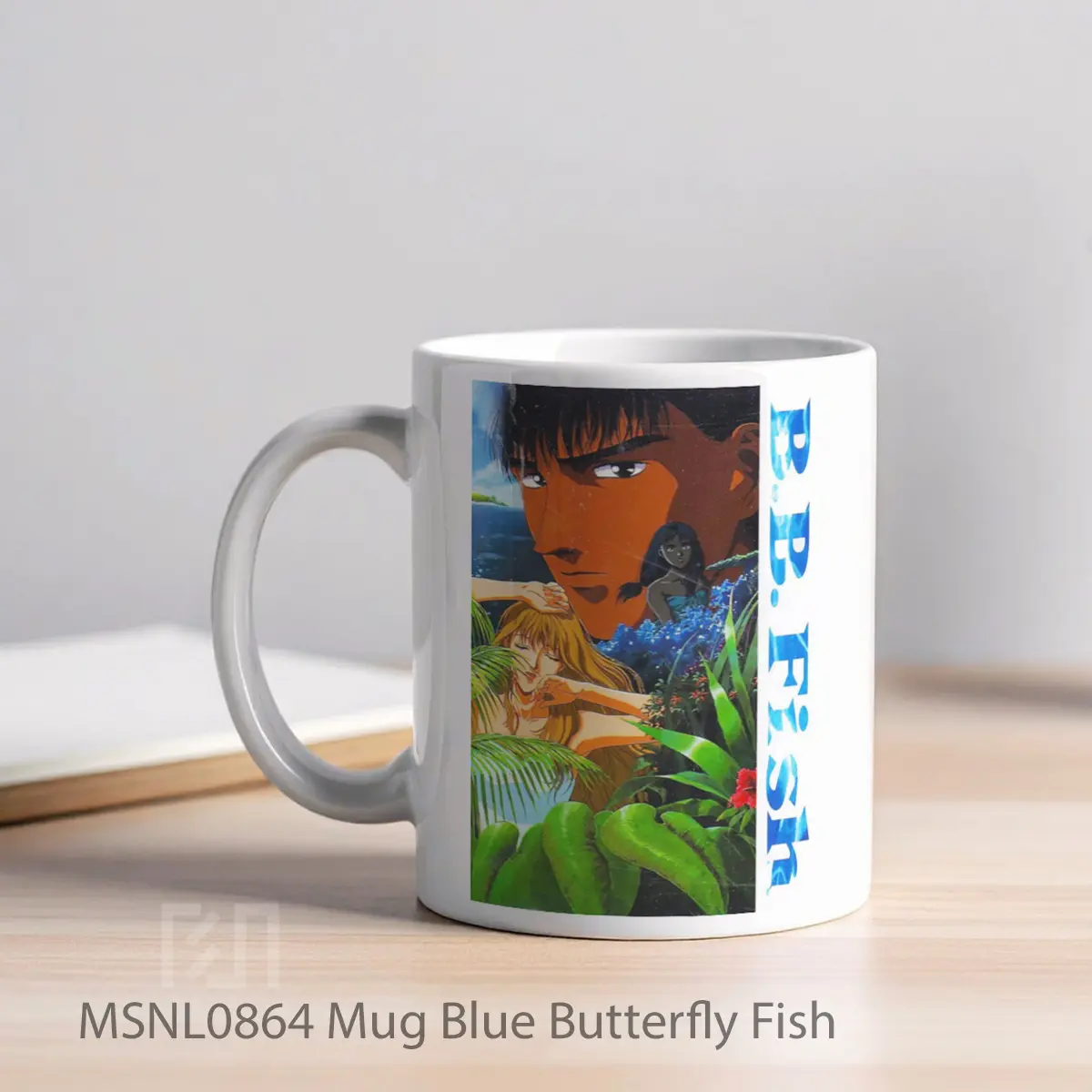 Mug Blue Butterfly Fish Gelas Keramik Tema Film MSNL0864 - Tampak Kiri