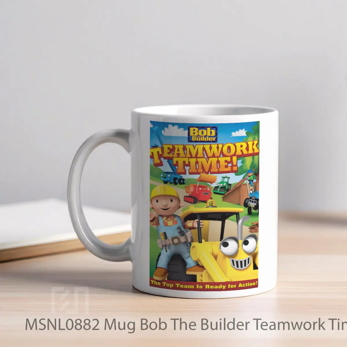 Mug Bob The Builder Teamwork Time Gelas Keramik Tema Film MSNL0882 - Tampak Kiri
