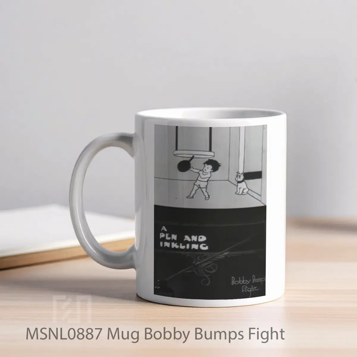 Mug Bobby Bumps Fight Gelas Keramik Tema Film MSNL0887 - Tampak Kiri