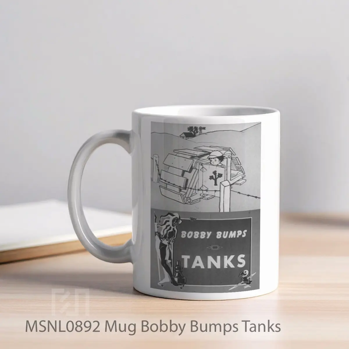 Mug Bobby Bumps Tanks Gelas Keramik Tema Film MSNL0892 - Tampak Kiri