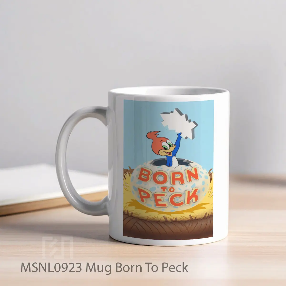 Mug Born To Peck Gelas Keramik Tema Film MSNL0923 - Tampak Kiri