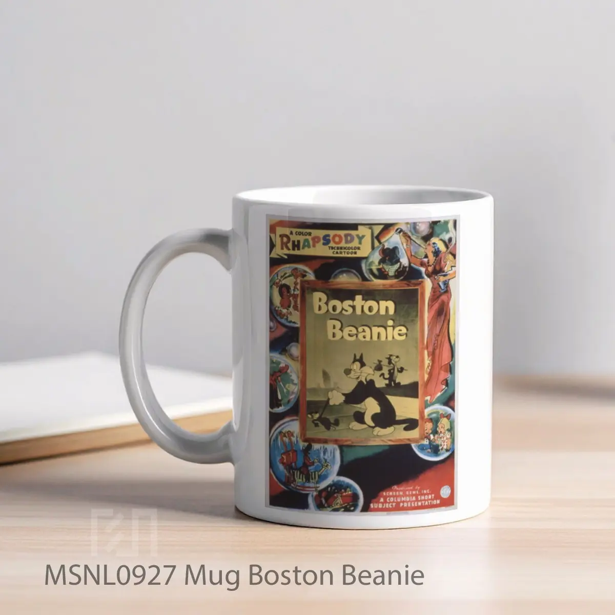 Mug Boston Beanie Gelas Keramik Tema Film MSNL0927 - Tampak Kiri