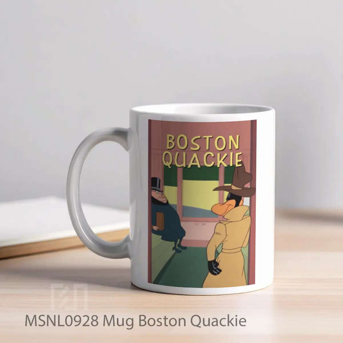 Mug Boston Quackie Gelas Keramik Tema Film MSNL0928 - Tampak Kiri