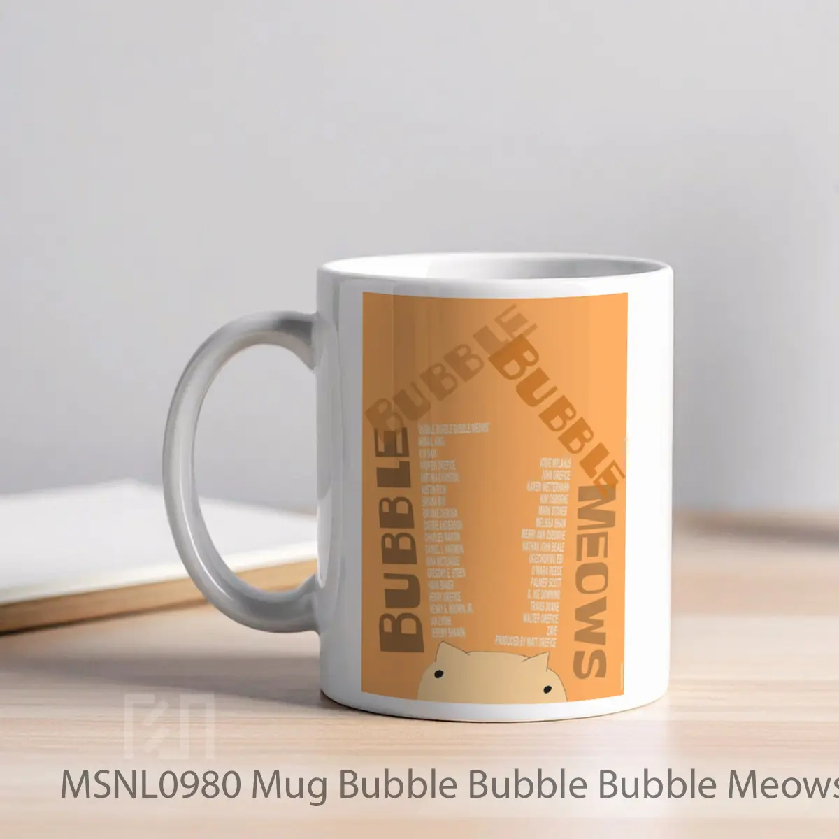 Mug Bubble Bubble Bubble Meows Gelas Keramik Tema Film MSNL0980 - Tampak Kiri