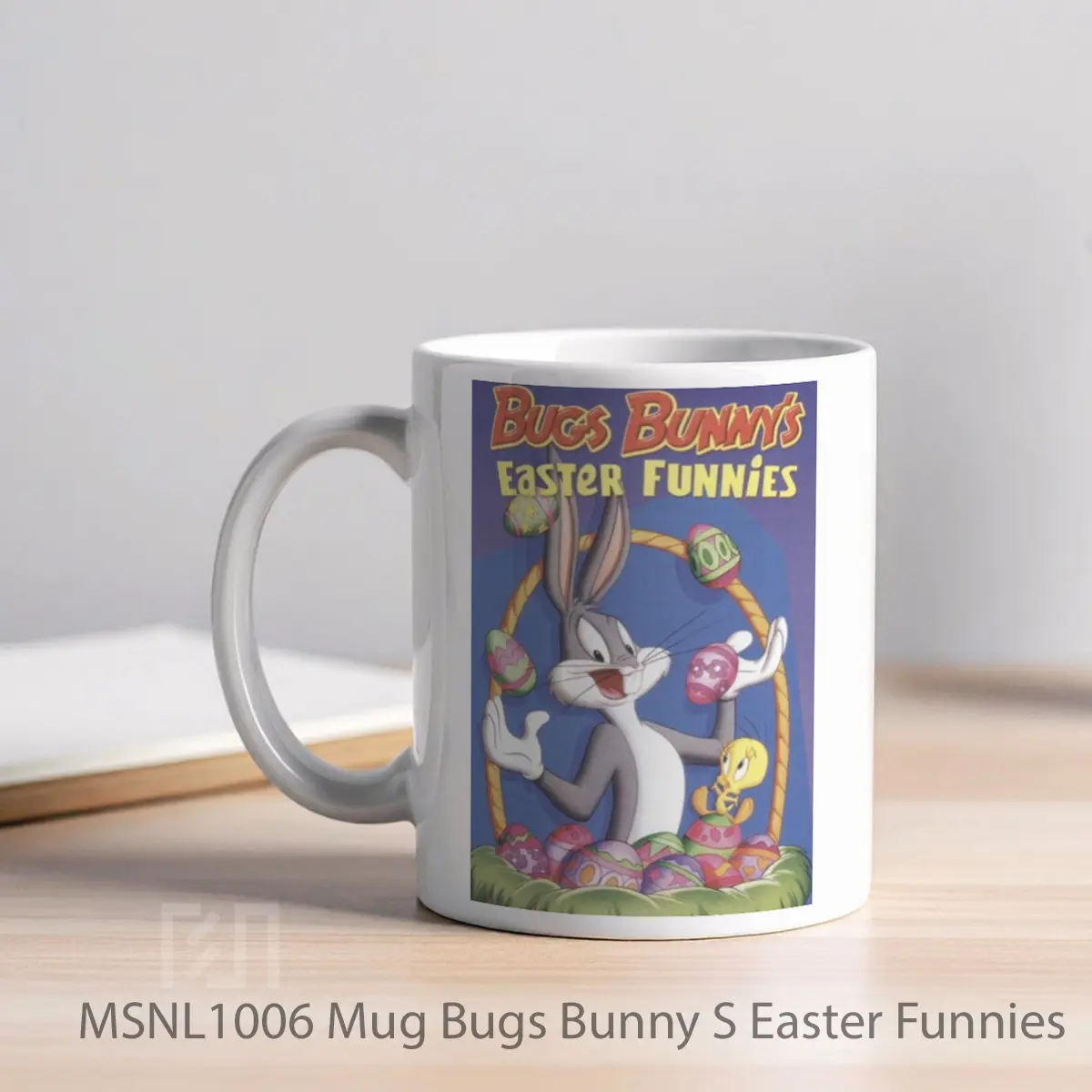 Mug Bugs Bunny S Easter Funnies Gelas Keramik Tema Film MSNL1006 - Tampak Kiri