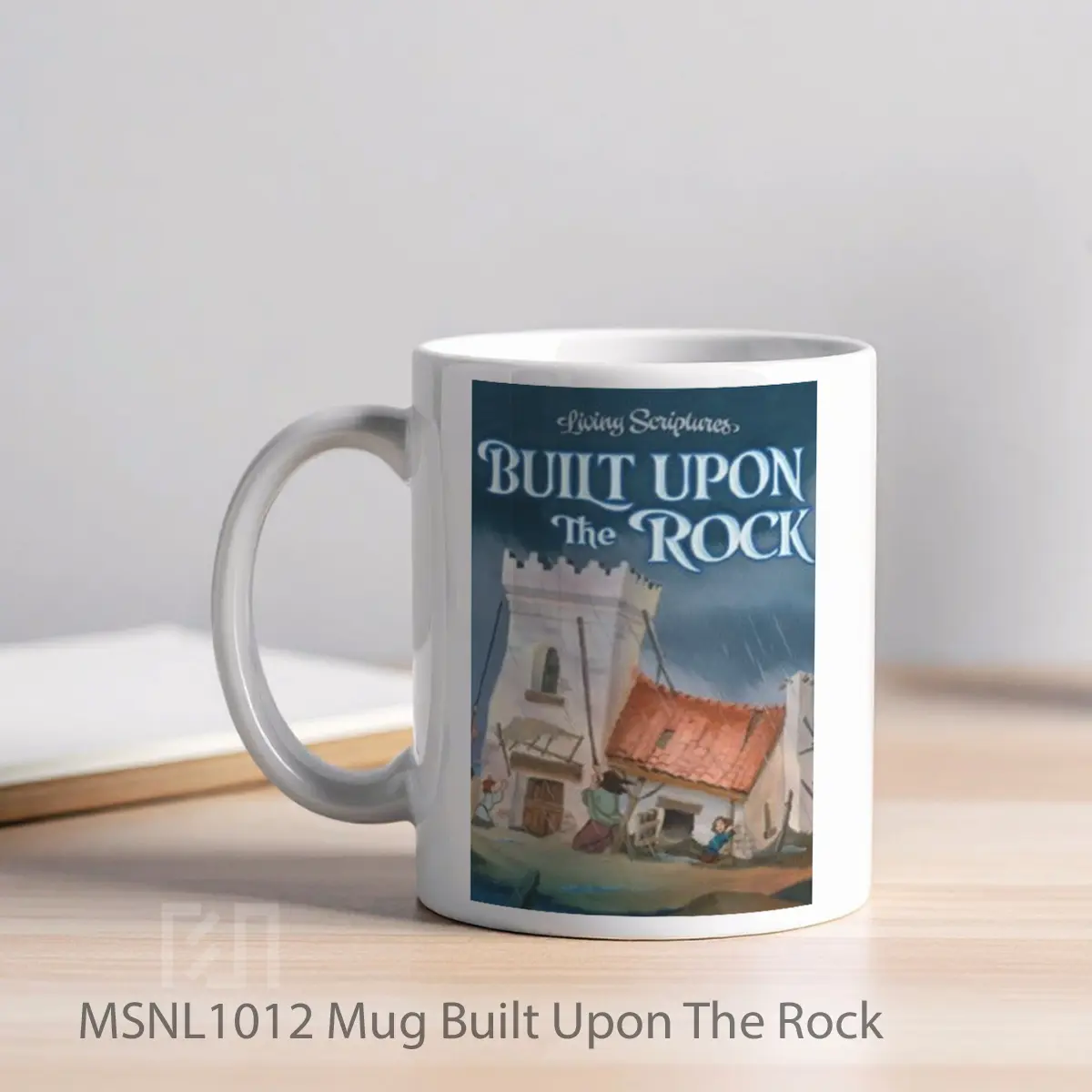 Mug Built Upon The Rock Gelas Keramik Tema Film MSNL1012 - Tampak Kiri