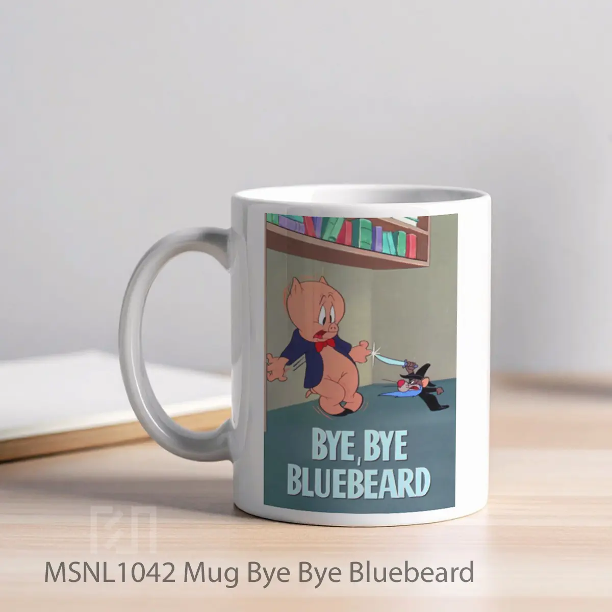 Mug Bye Bye Bluebeard Gelas Keramik Tema Film MSNL1042 - Tampak Kiri