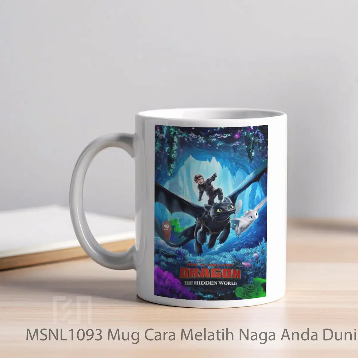 Mug Cara Melatih Naga Anda Dunia Tersembunyi Gelas Keramik Tema Film MSNL1093 - Tampak Kiri