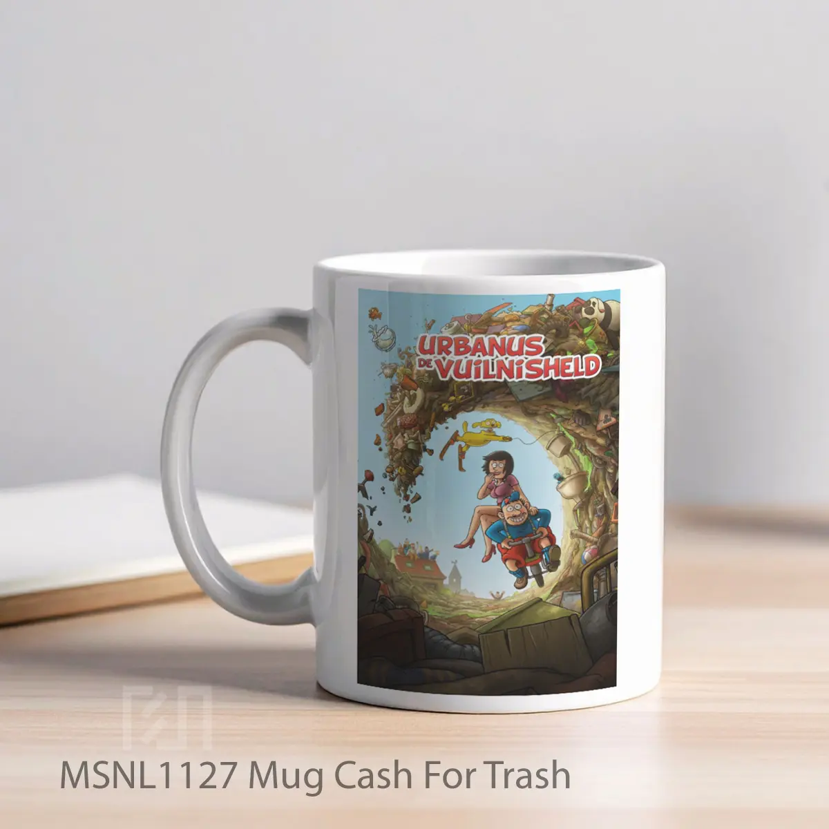 Mug Cash For Trash Gelas Keramik Tema Film MSNL1127 - Tampak Kiri