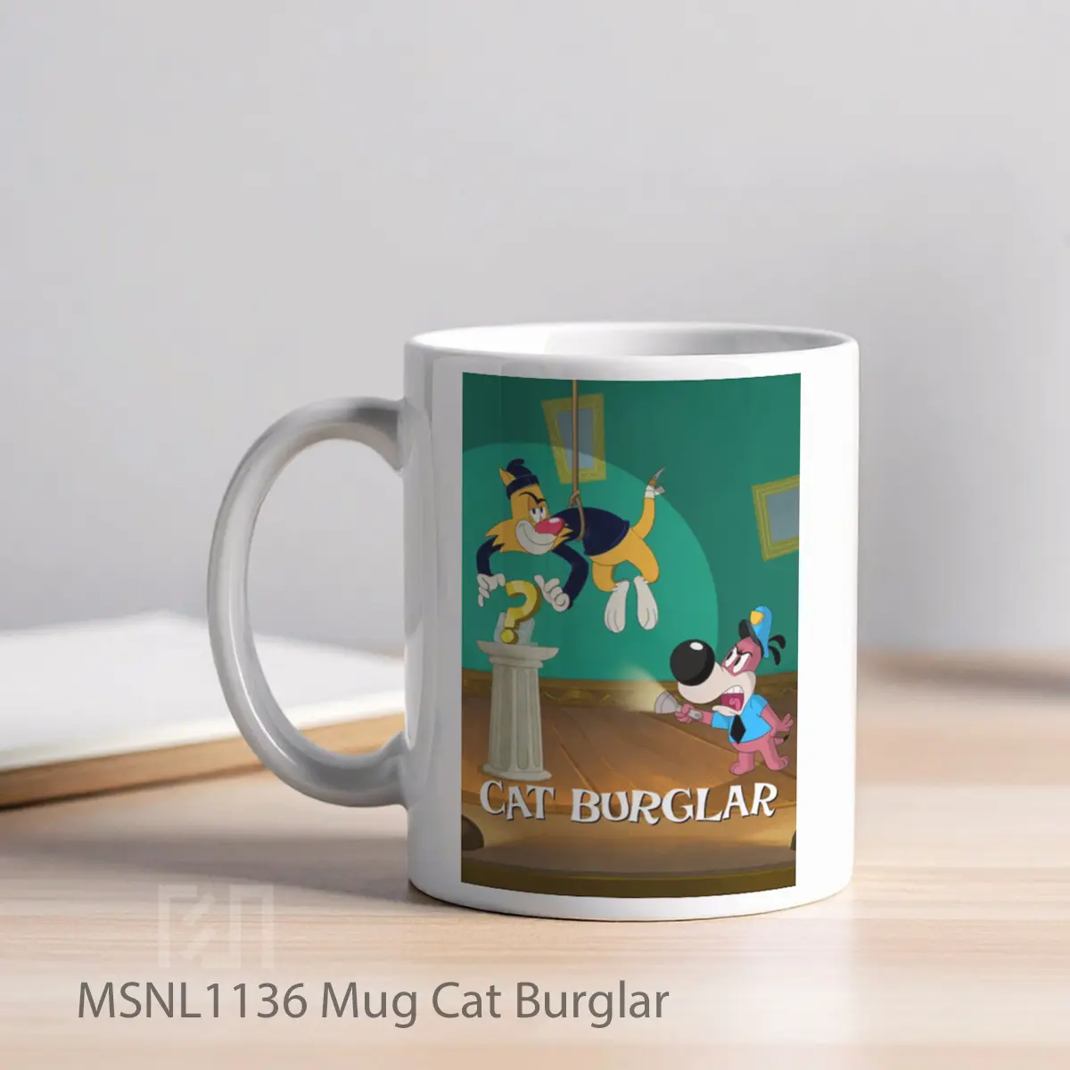 Mug Cat Burglar Gelas Keramik Tema Film MSNL1136 - Tampak Kiri
