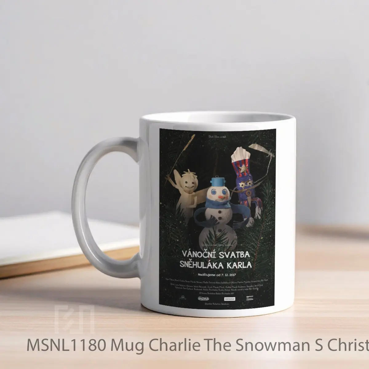 Mug Charlie The Snowman S Christmas Wedding Gelas Keramik Tema Film MSNL1180 - Tampak Kiri