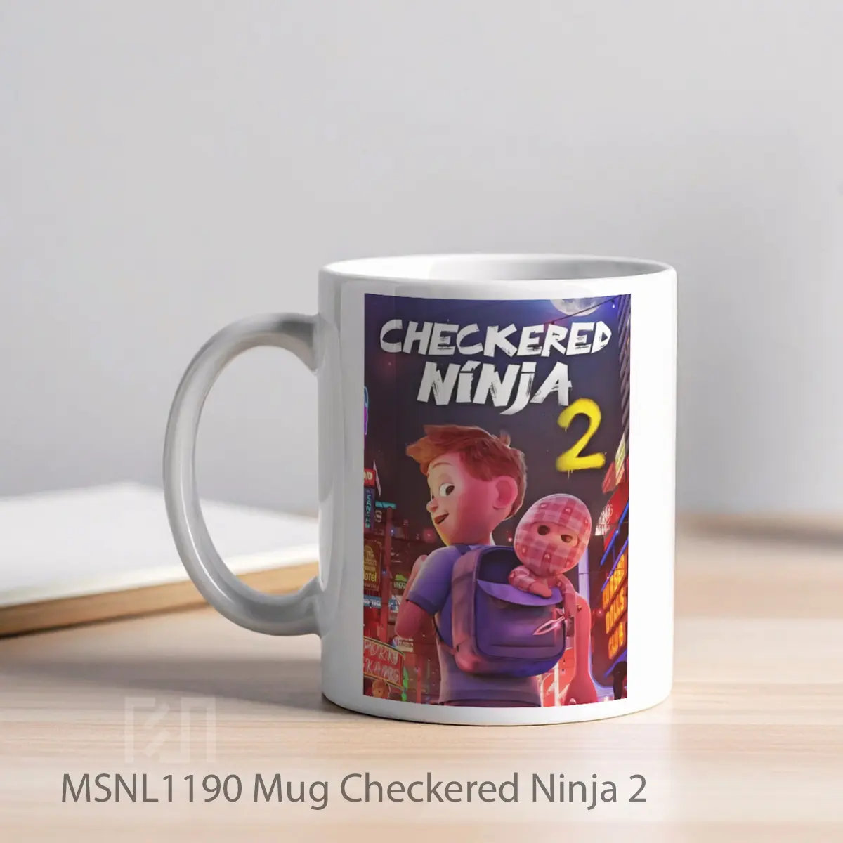 Mug Checkered Ninja 2 Gelas Keramik Tema Film MSNL1190 - Tampak Kiri