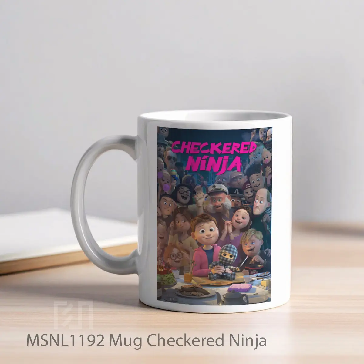 Mug Checkered Ninja Gelas Keramik Tema Film MSNL1192 - Tampak Kiri