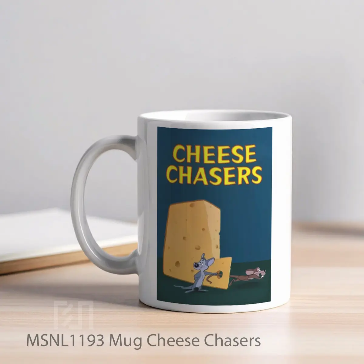 Mug Cheese Chasers Gelas Keramik Tema Film MSNL1193 - Tampak Kiri