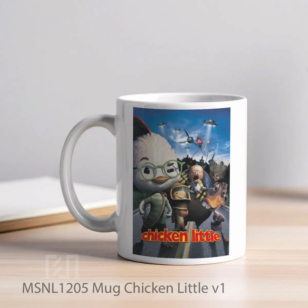 Mug Chicken Little V1 Gelas Keramik Tema Film MSNL1205 - Tampak Kiri