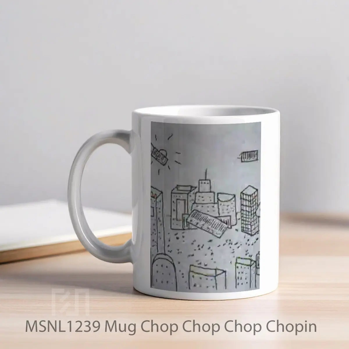 Mug Chop Chop Chop Chopin Gelas Keramik Tema Film MSNL1239 - Tampak Kiri