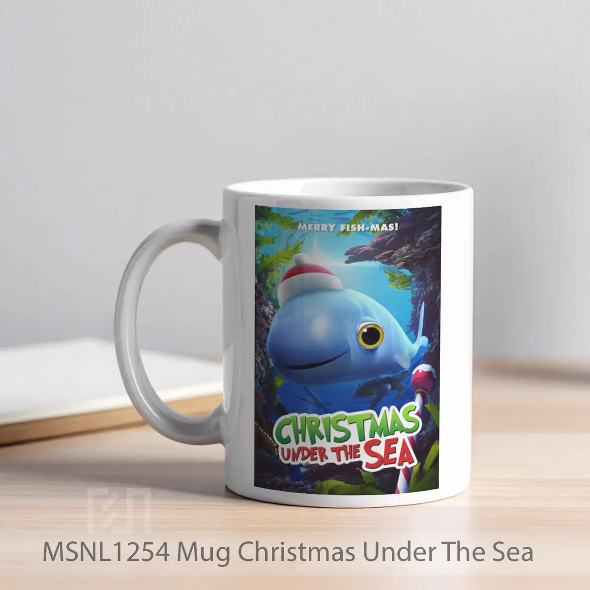 Mug Christmas Under The Sea Gelas Keramik Tema Film MSNL1254 - Tampak Kiri