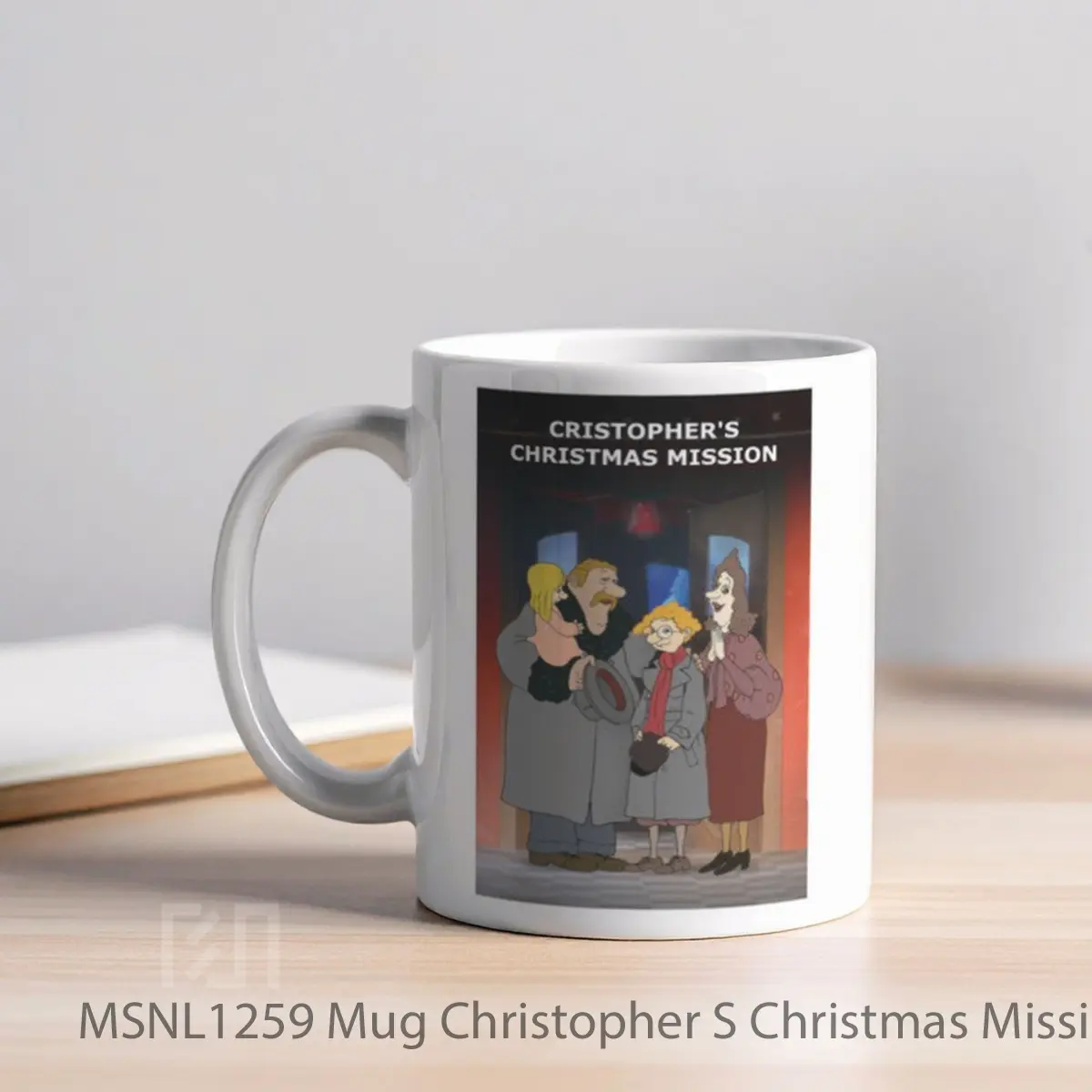 Mug Christopher S Christmas Mission Gelas Keramik Tema Film MSNL1259 - Tampak Kiri