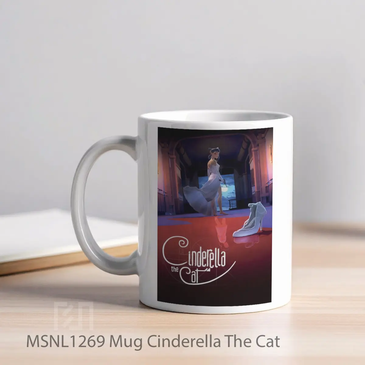 Mug Cinderella The Cat Gelas Keramik Tema Film MSNL1269 - Tampak Kiri