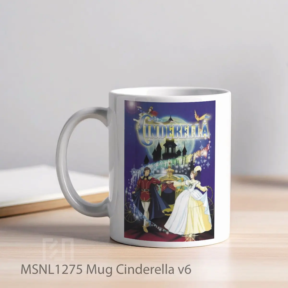 Mug Cinderella V6 Gelas Keramik Tema Film MSNL1275 - Tampak Kiri