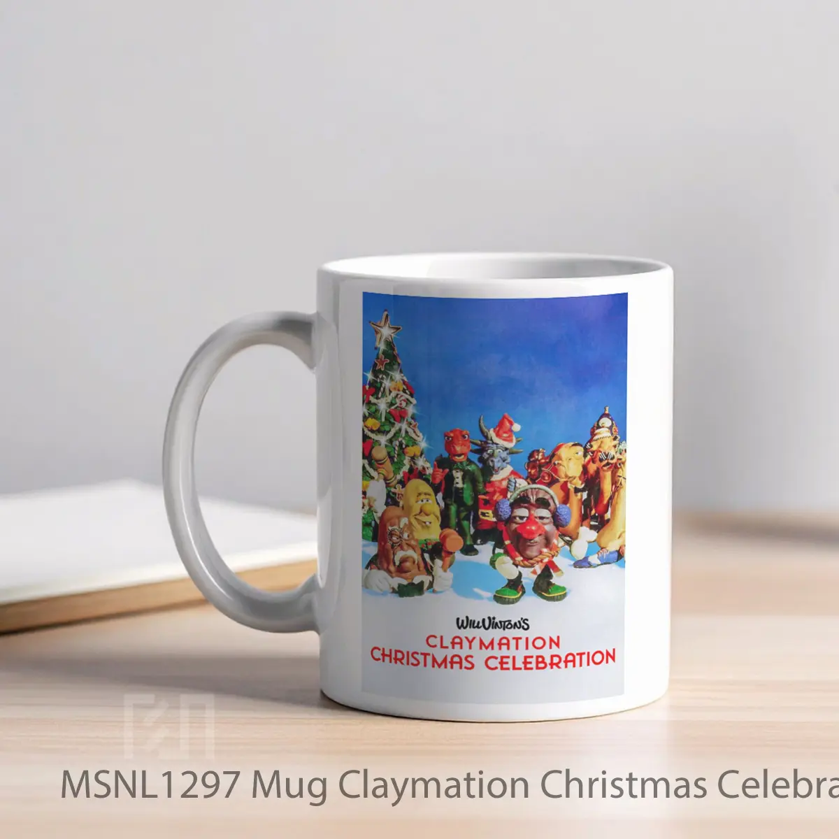 Mug Claymation Christmas Celebration Gelas Keramik Tema Film MSNL1297 - Tampak Kiri