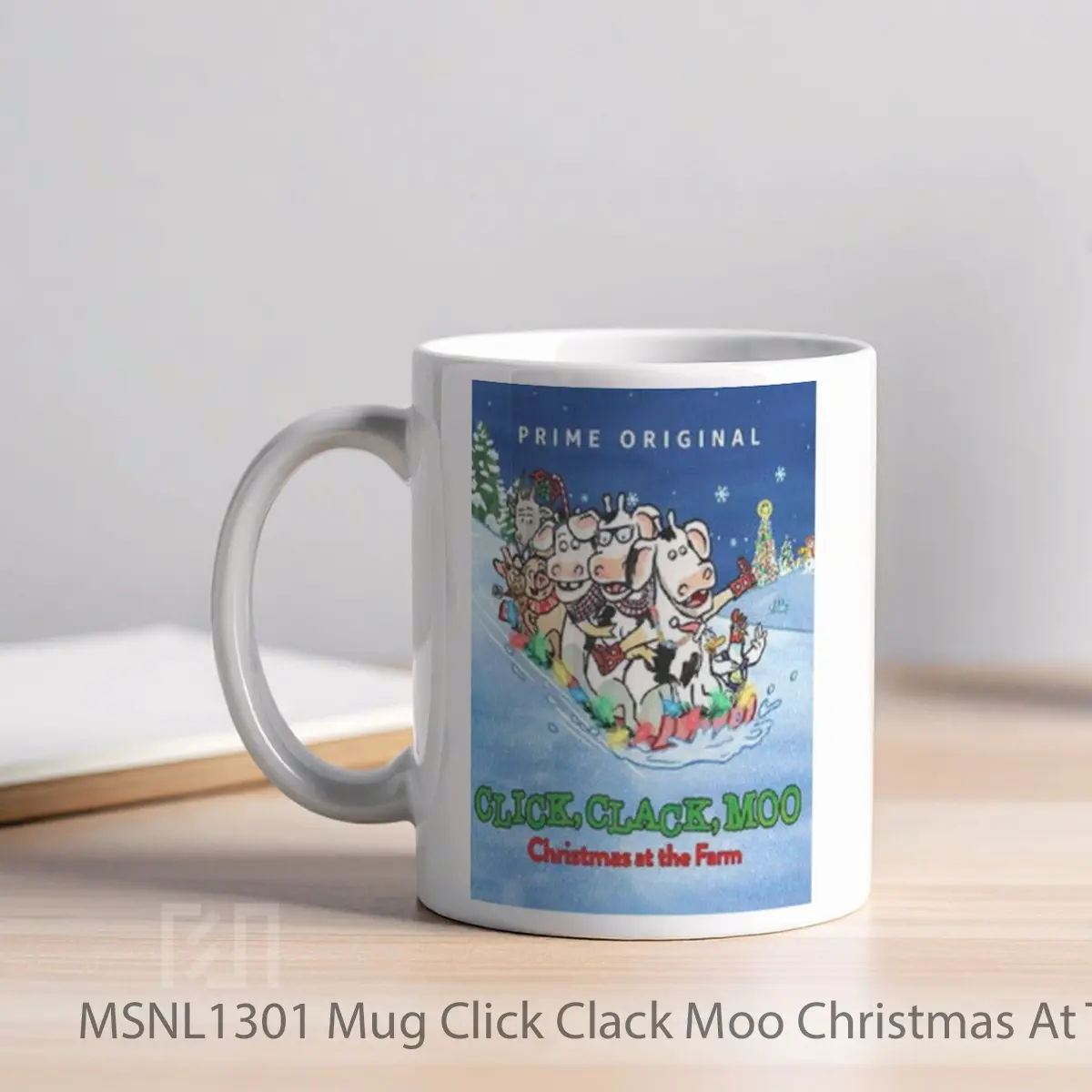Mug Click Clack Moo Christmas At The Farm Gelas Keramik Tema Film MSNL1301 - Tampak Kiri