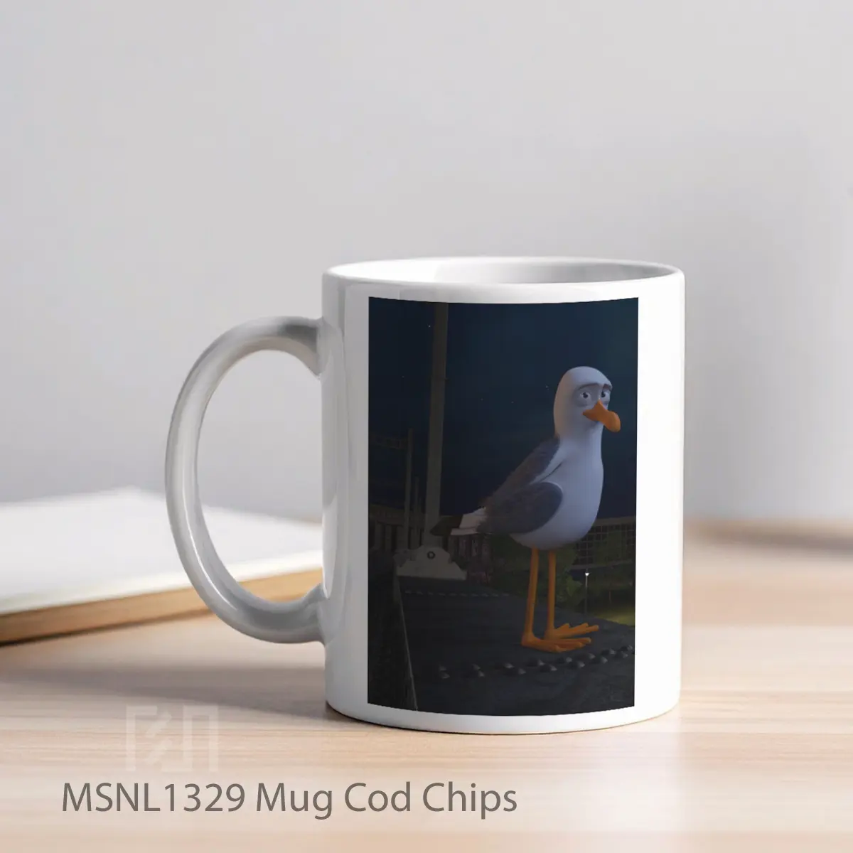 Mug Cod Chips Gelas Keramik Tema Film MSNL1329 - Tampak Kiri