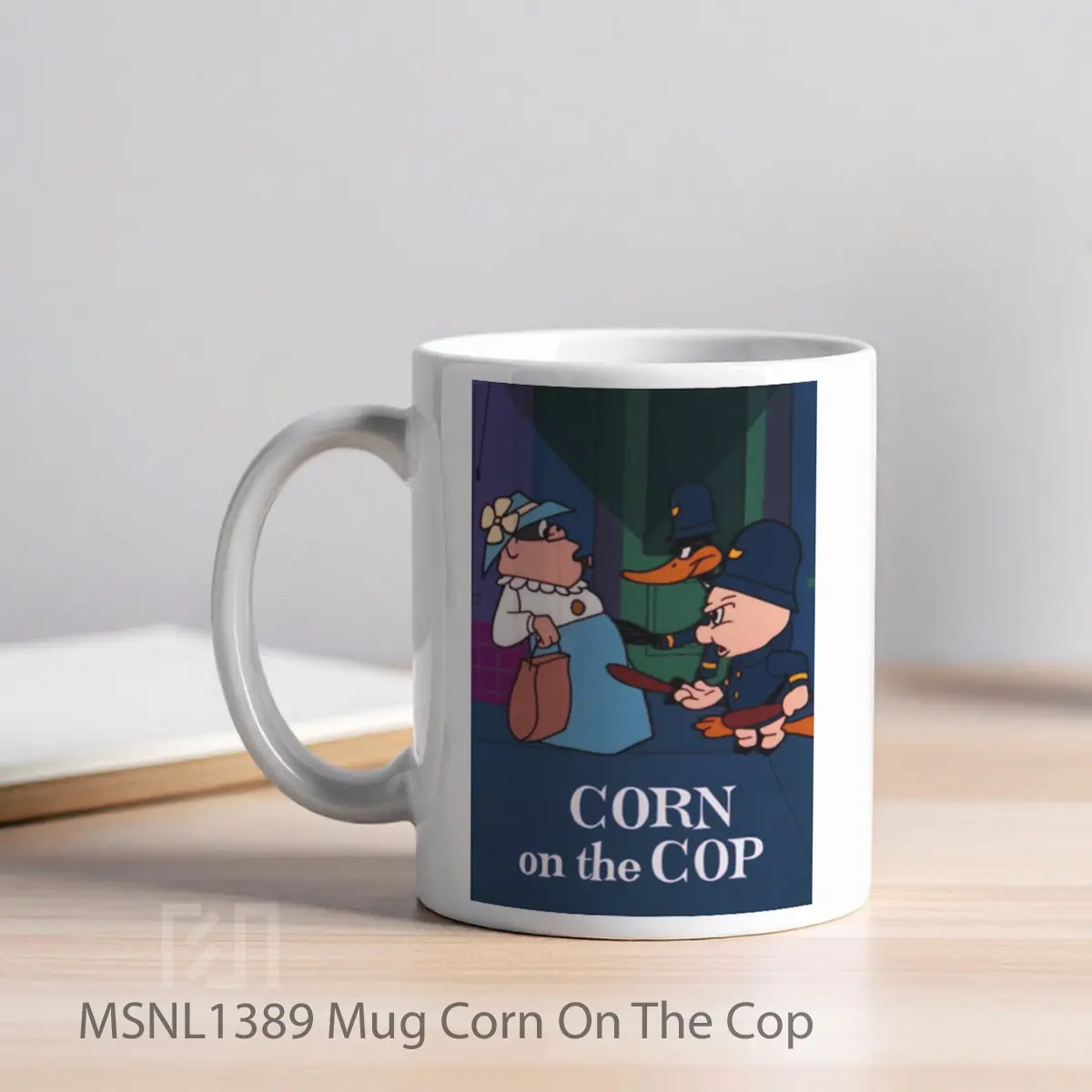 Mug Corn On The Cop Gelas Keramik Tema Film MSNL1389 - Tampak Kiri