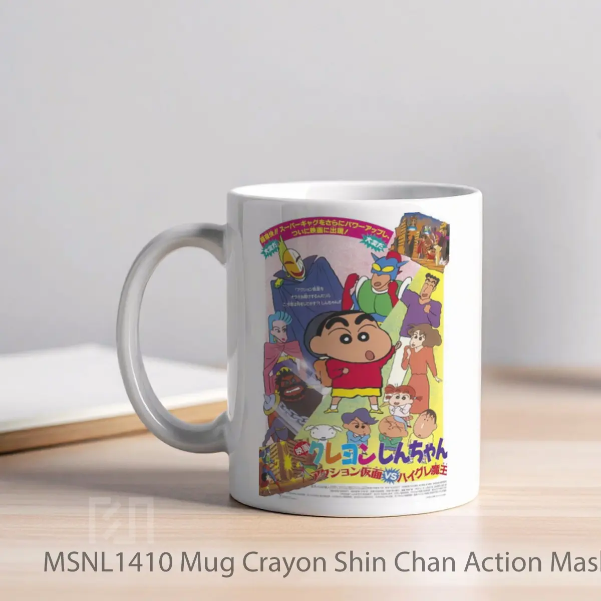 Mug Crayon Shin Chan Action Mask Vs Leotard Devil Gelas Keramik Tema Film MSNL1410 - Tampak Kiri