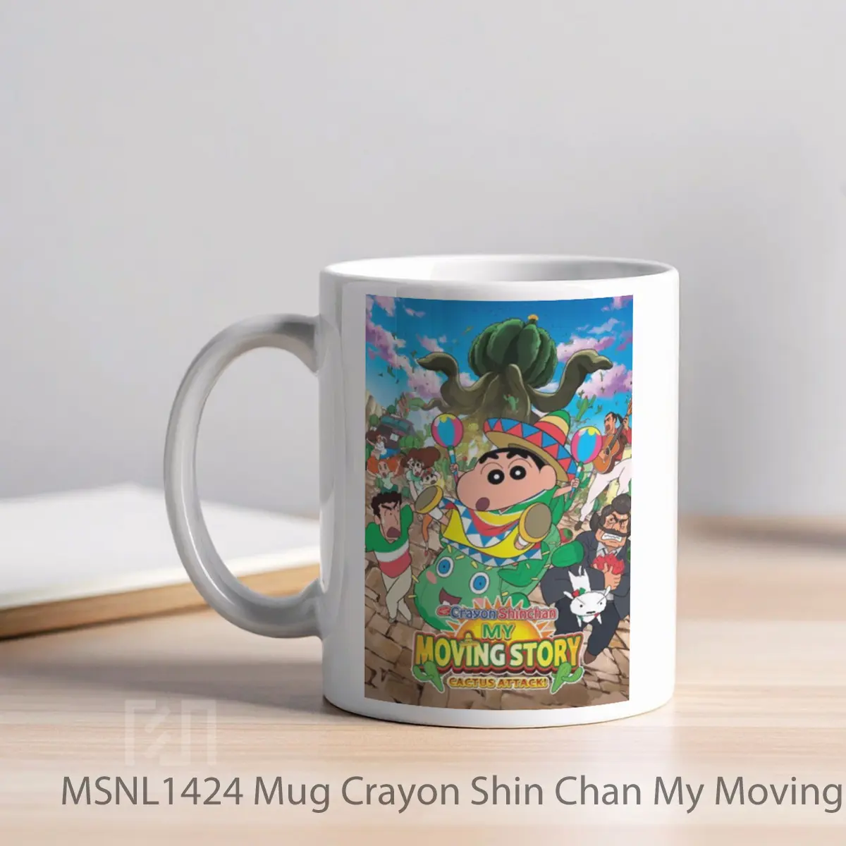 Mug Crayon Shin Chan My Moving Story Cactus Large Attack Gelas Keramik Tema Film MSNL1424 - Tampak Kiri