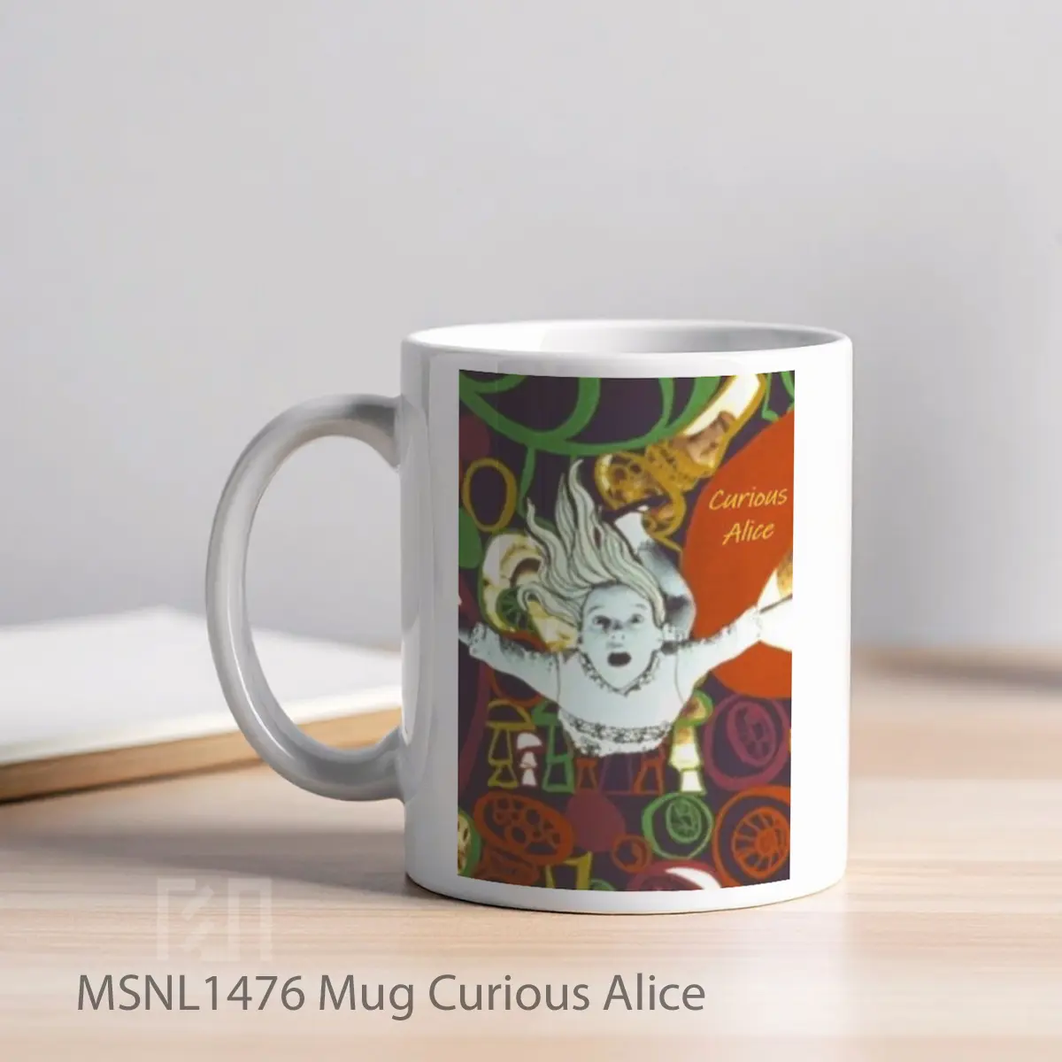 Mug Curious Alice Gelas Keramik Tema Film MSNL1476 - Tampak Kiri