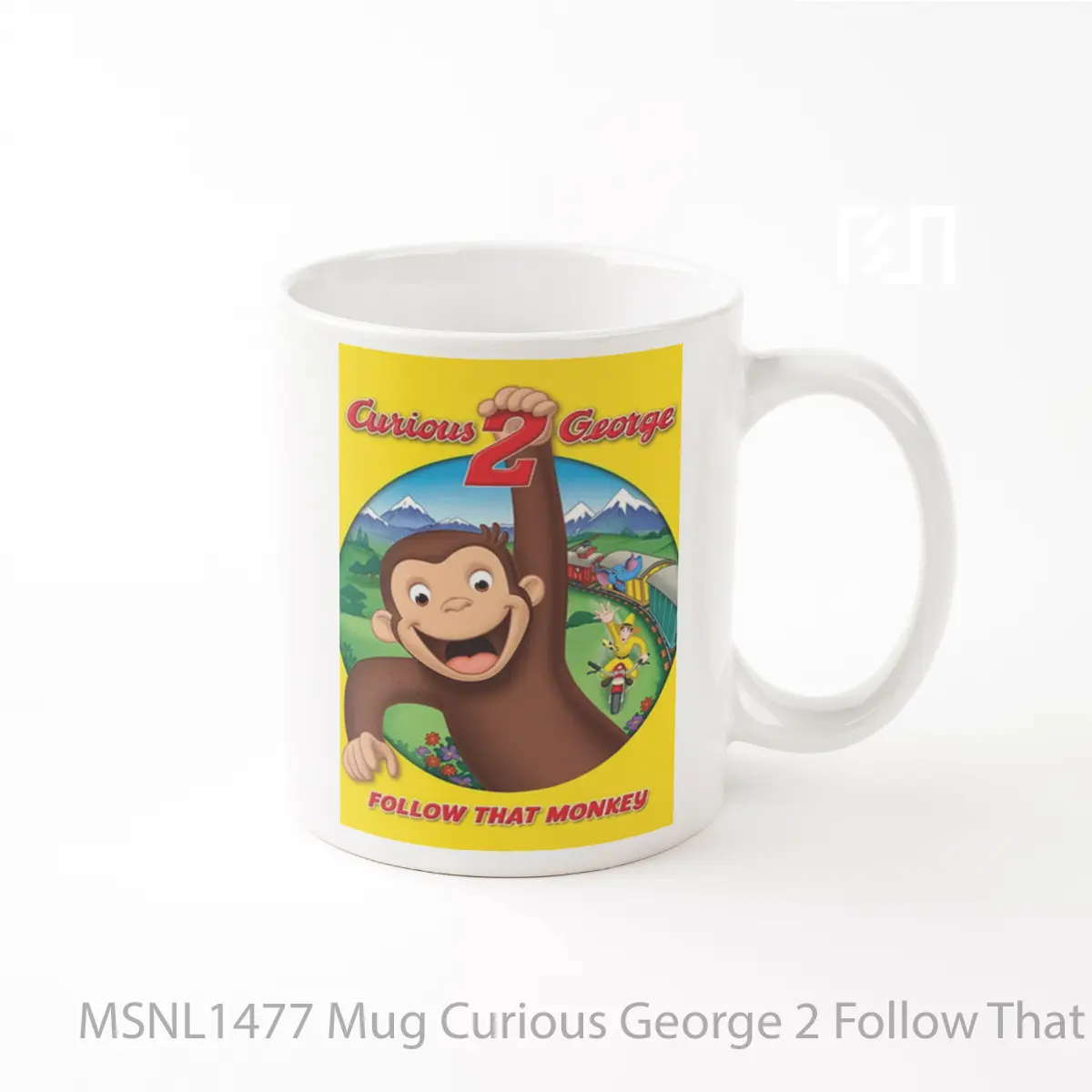 Mug Curious George 2 Follow That Monkey Gelas Keramik Tema Film MSNL1477