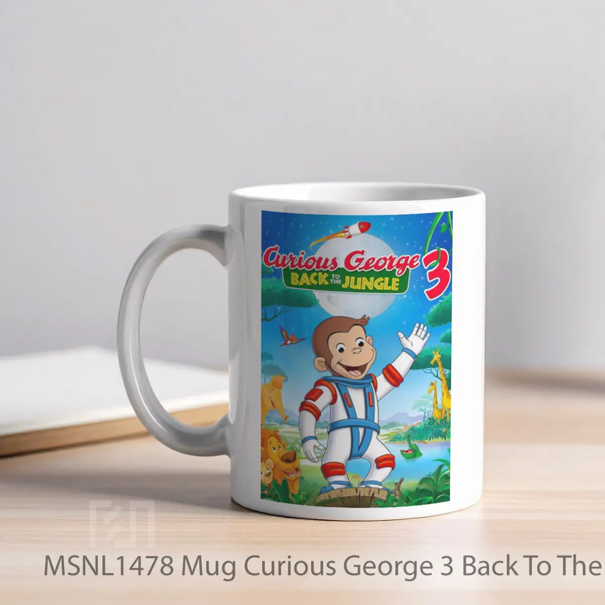 Mug Curious George 3 Back To The Jungle Gelas Keramik Tema Film MSNL1478 - Tampak Kiri