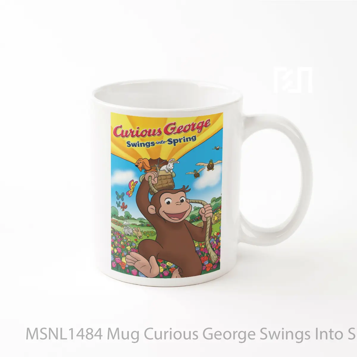 Mug Curious George Swings Into Spring Gelas Keramik Tema Film MSNL1484