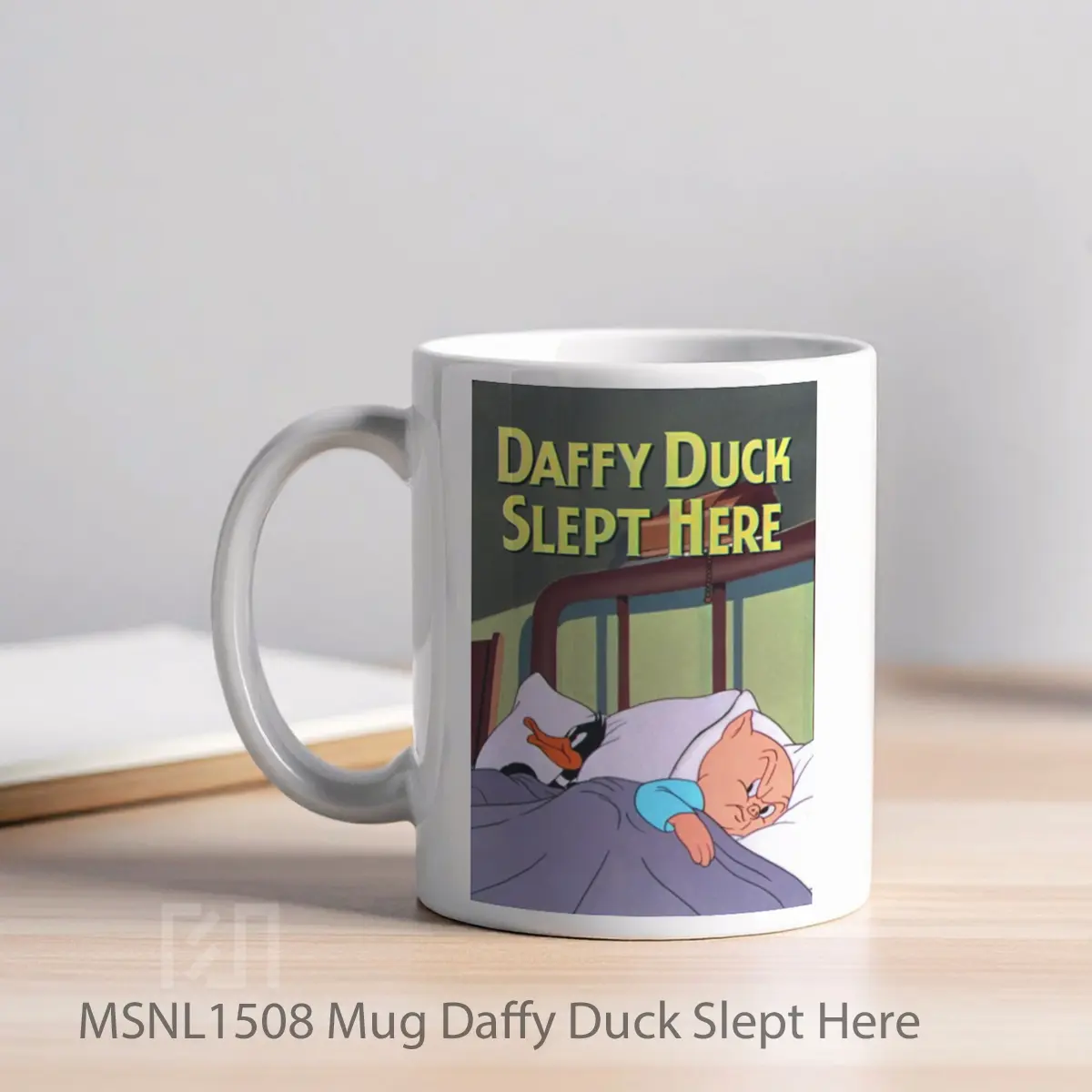 Mug Daffy Duck Slept Here Gelas Keramik Tema Film MSNL1508 - Tampak Kiri