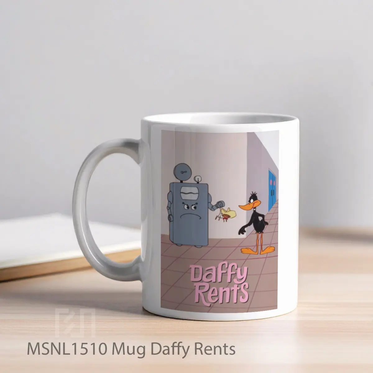 Mug Daffy Rents Gelas Keramik Tema Film MSNL1510 - Tampak Kiri