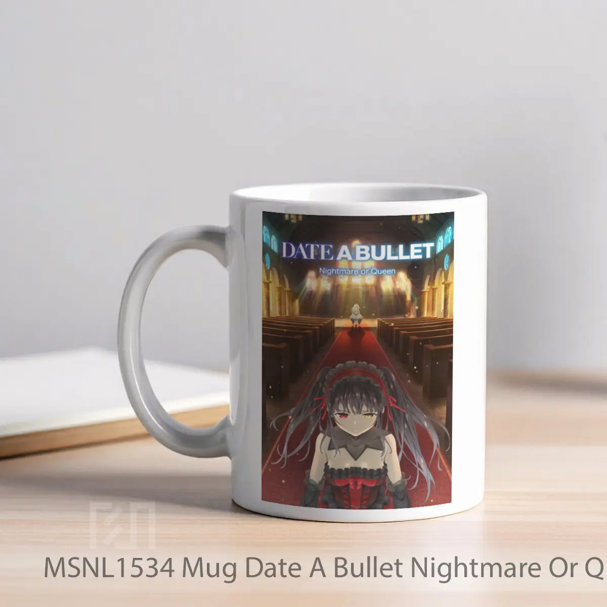Mug Date A Bullet Nightmare Or Queen Gelas Keramik Tema Film MSNL1534 - Tampak Kiri