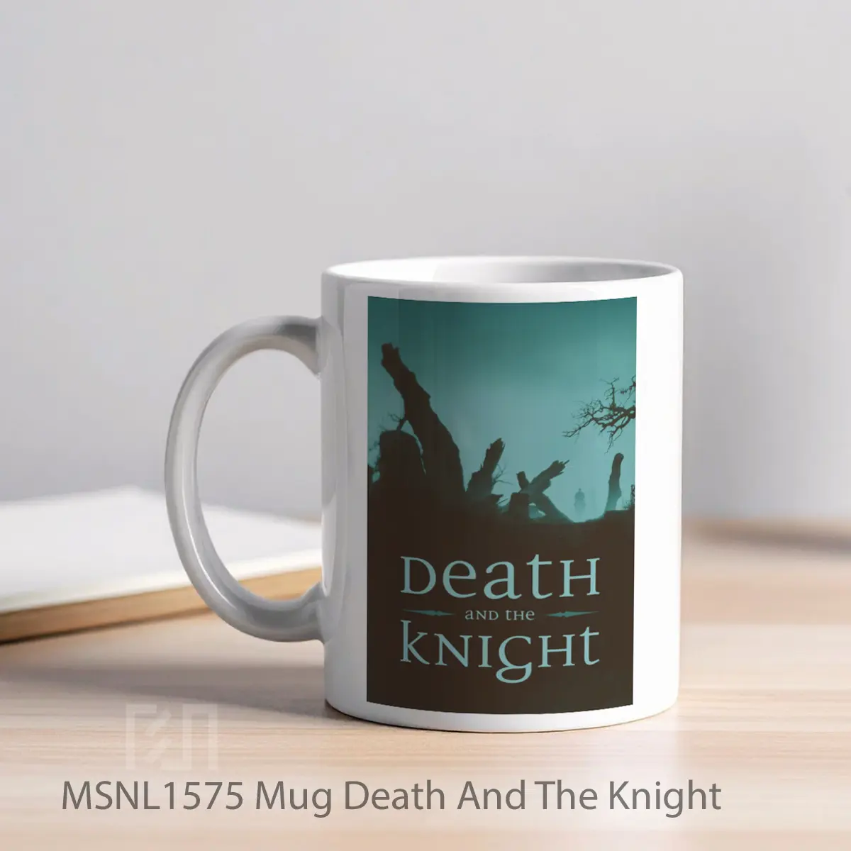 Mug Death And The Knight Gelas Keramik Tema Film MSNL1575 - Tampak Kiri