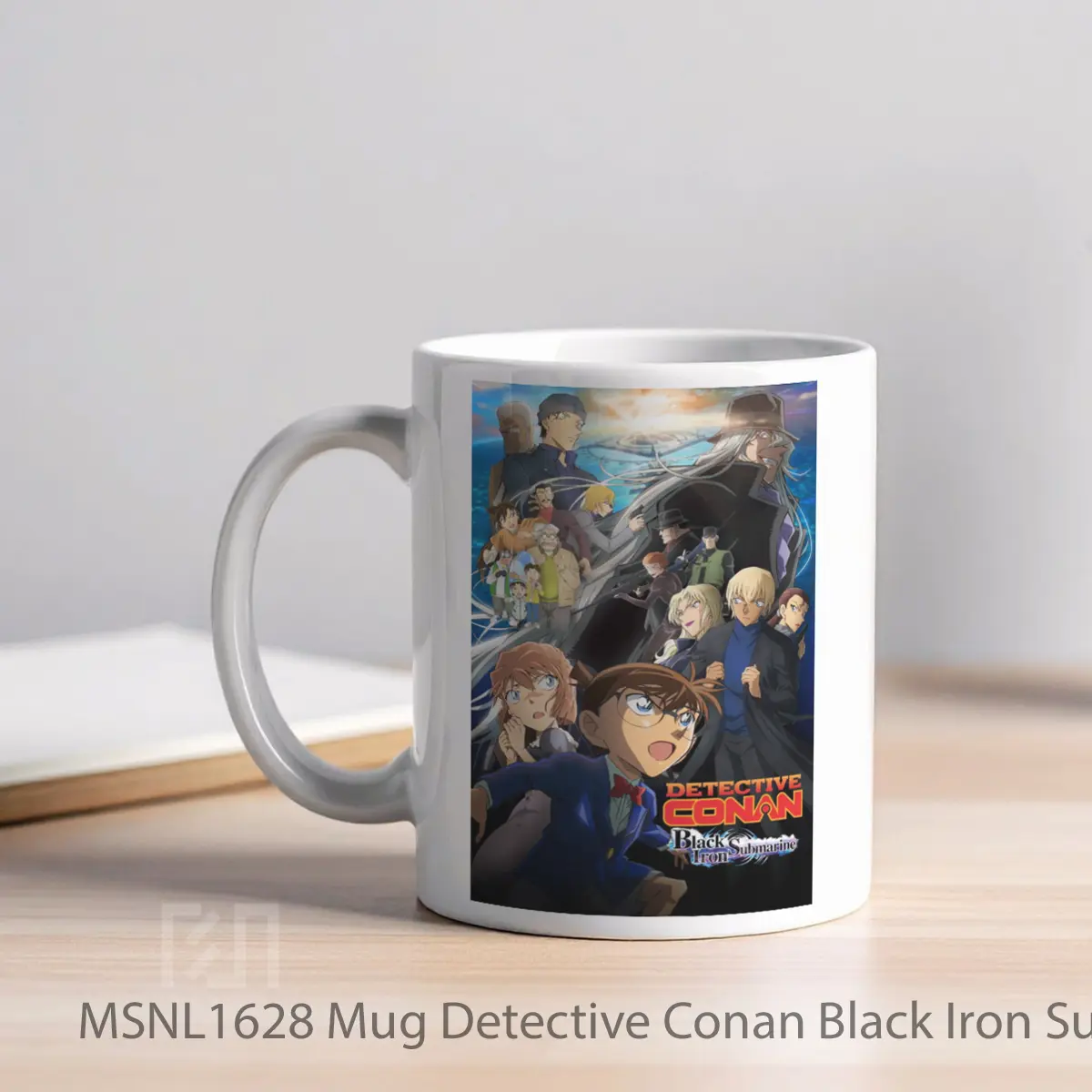 Mug Detective Conan Black Iron Submarine Gelas Keramik Tema Film MSNL1628 - Tampak Kiri