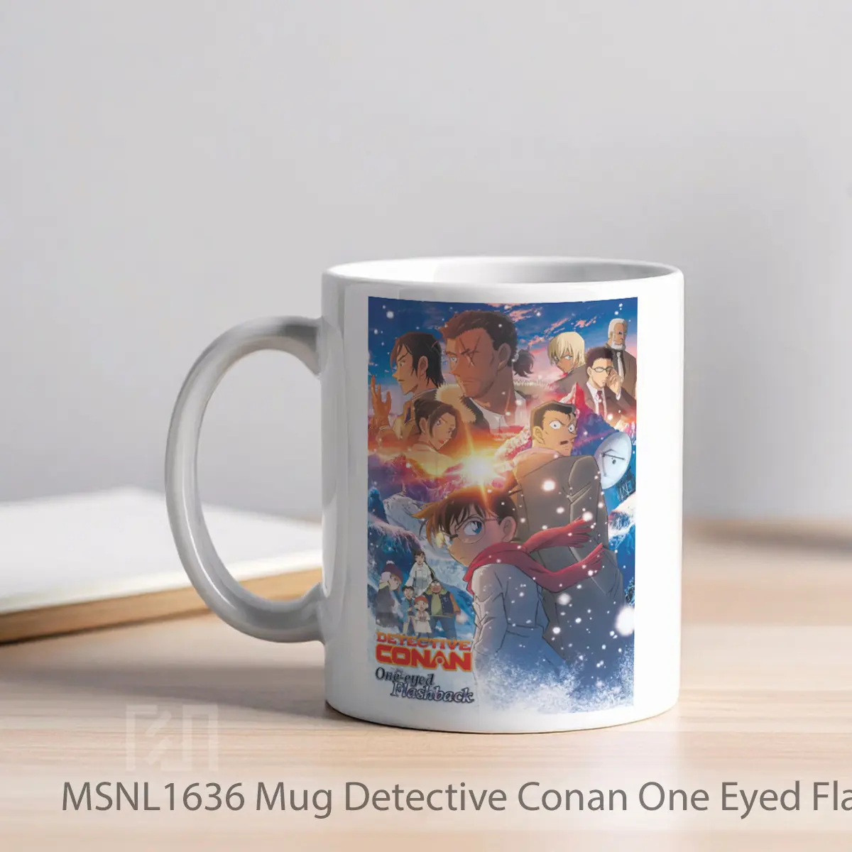 Mug Detective Conan One Eyed Flashback Gelas Keramik Tema Film MSNL1636 - Tampak Kiri