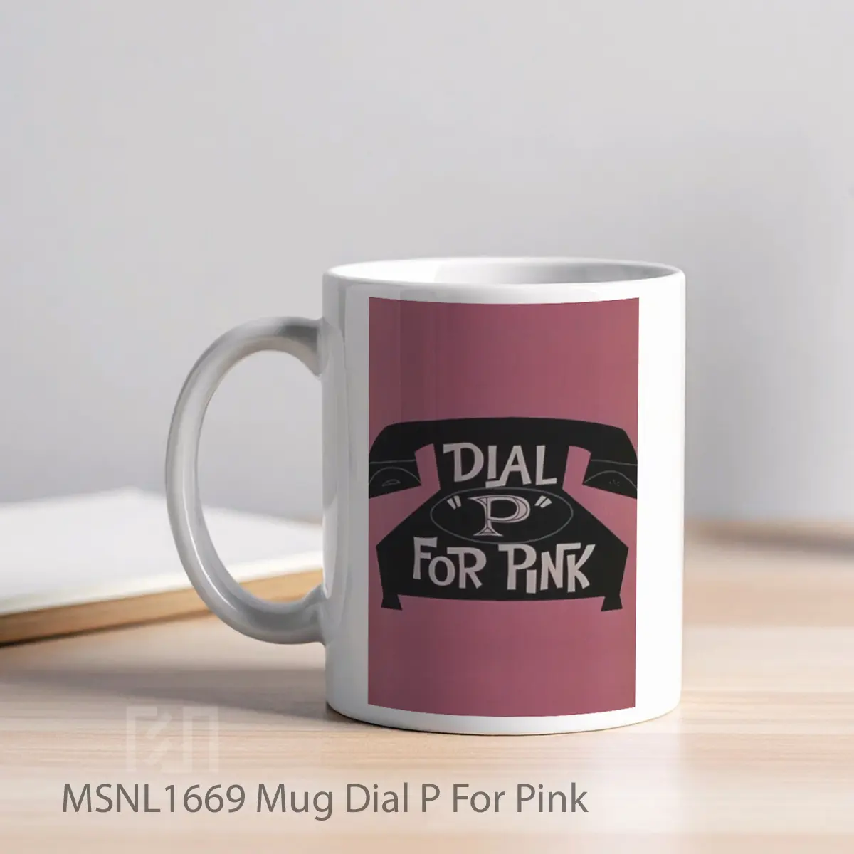 Mug Dial P For Pink Gelas Keramik Tema Film MSNL1669 - Tampak Kiri