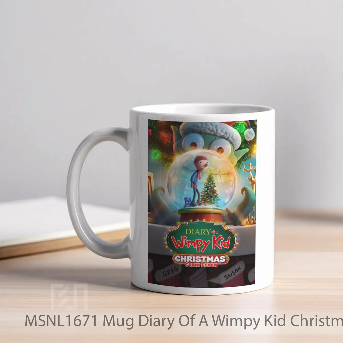 Mug Diary Of A Wimpy Kid Christmas Cabin Fever Gelas Keramik Tema Film MSNL1671 - Tampak Kiri