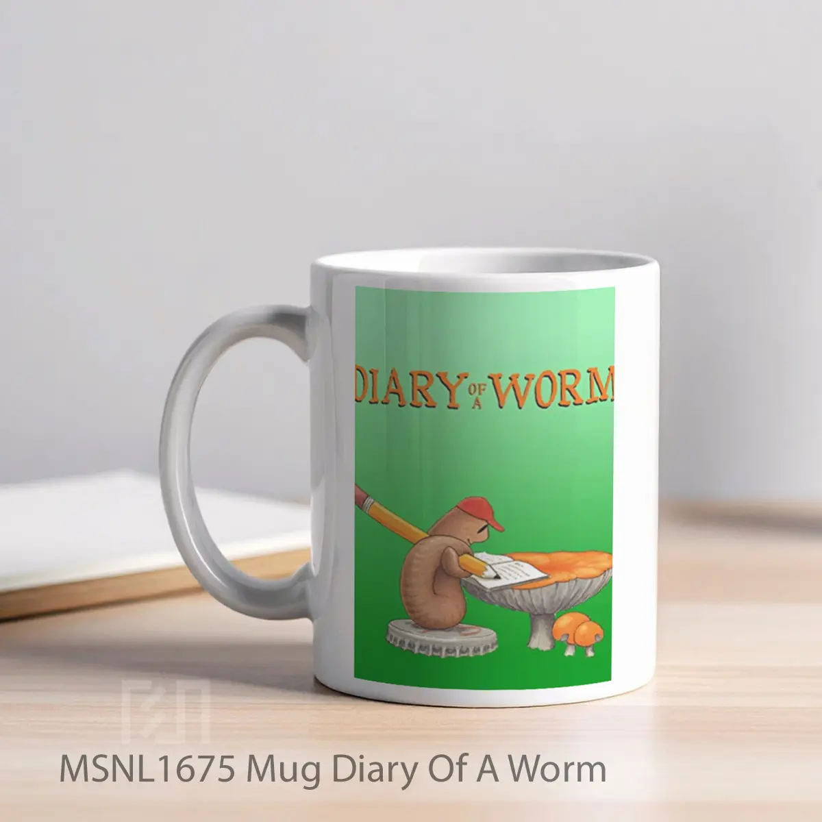 Mug Diary Of A Worm Gelas Keramik Tema Film MSNL1675 - Tampak Kiri