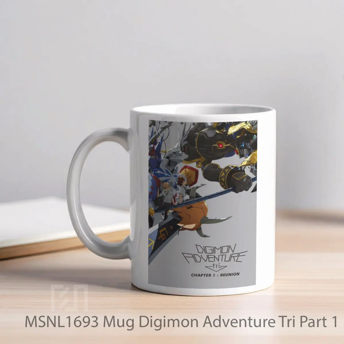 Mug Digimon Adventure Tri Part 1 Reunion Gelas Keramik Tema Film MSNL1693 - Tampak Kiri