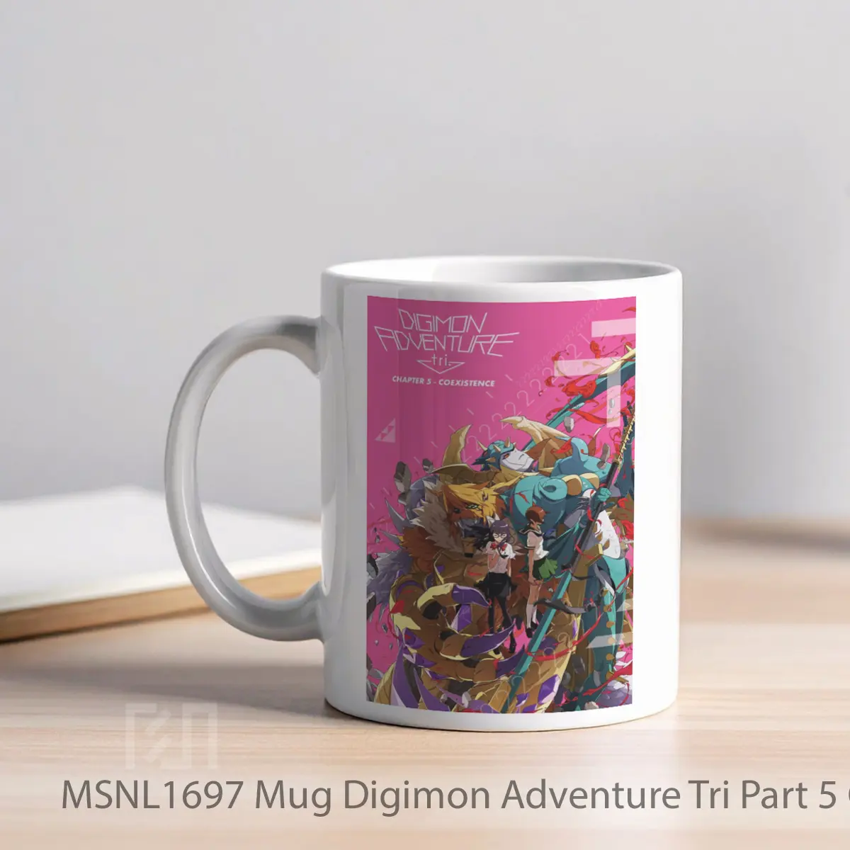 Mug Digimon Adventure Tri Part 5 Coexistence Gelas Keramik Tema Film MSNL1697 - Tampak Kiri