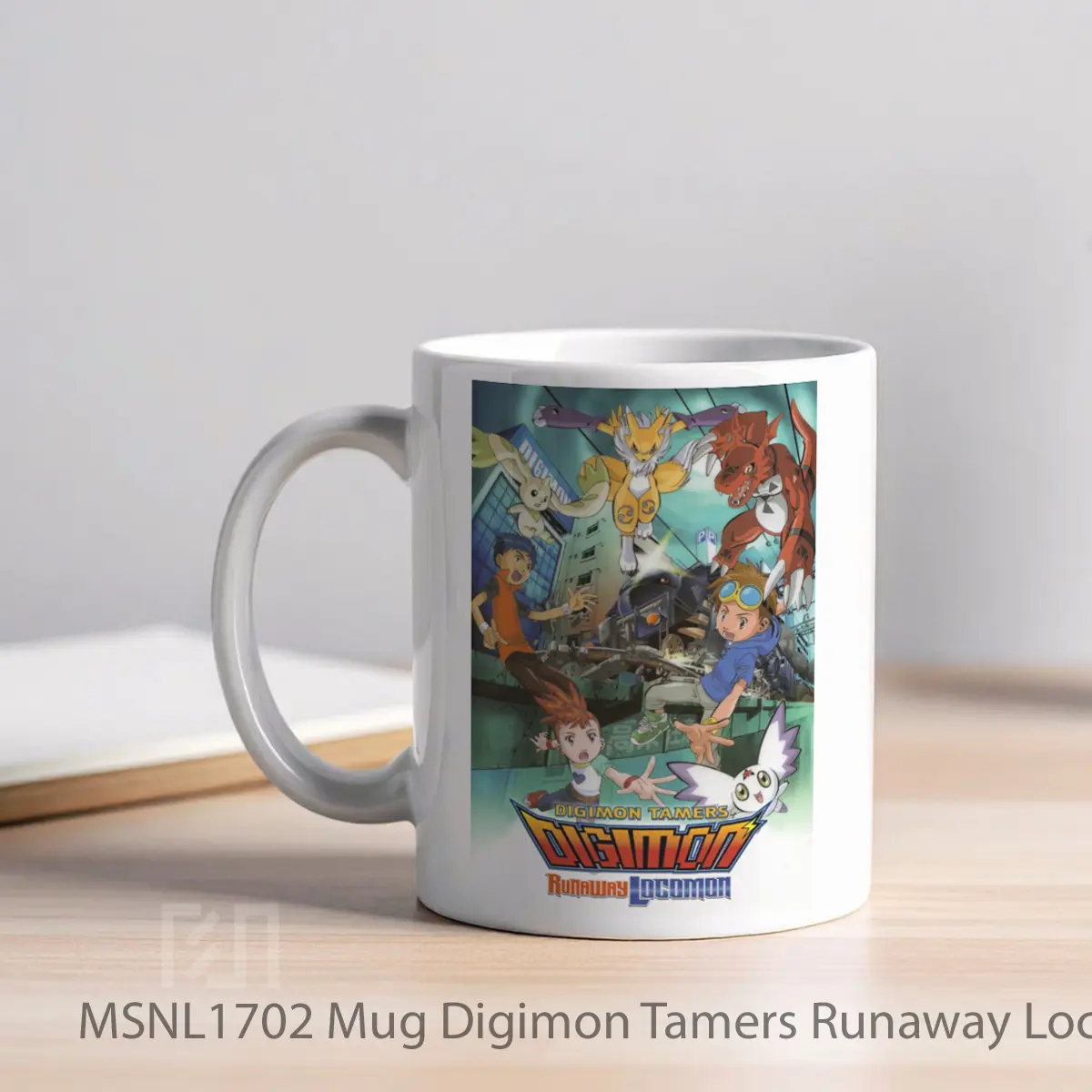 Mug Digimon Tamers Runaway Locomon Gelas Keramik Tema Film MSNL1702 - Tampak Kiri