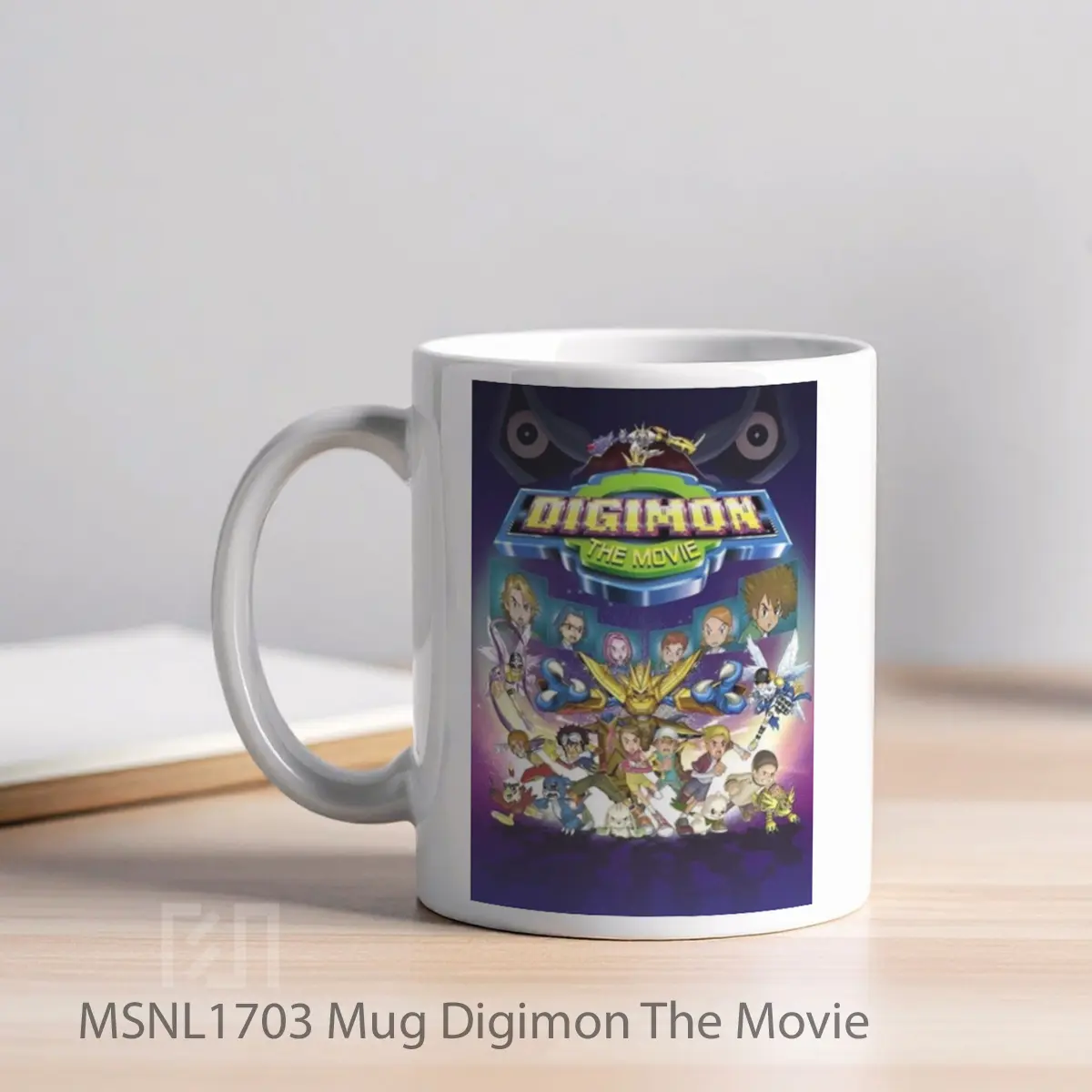 Mug Digimon The Movie Gelas Keramik Tema Film MSNL1703 - Tampak Kiri