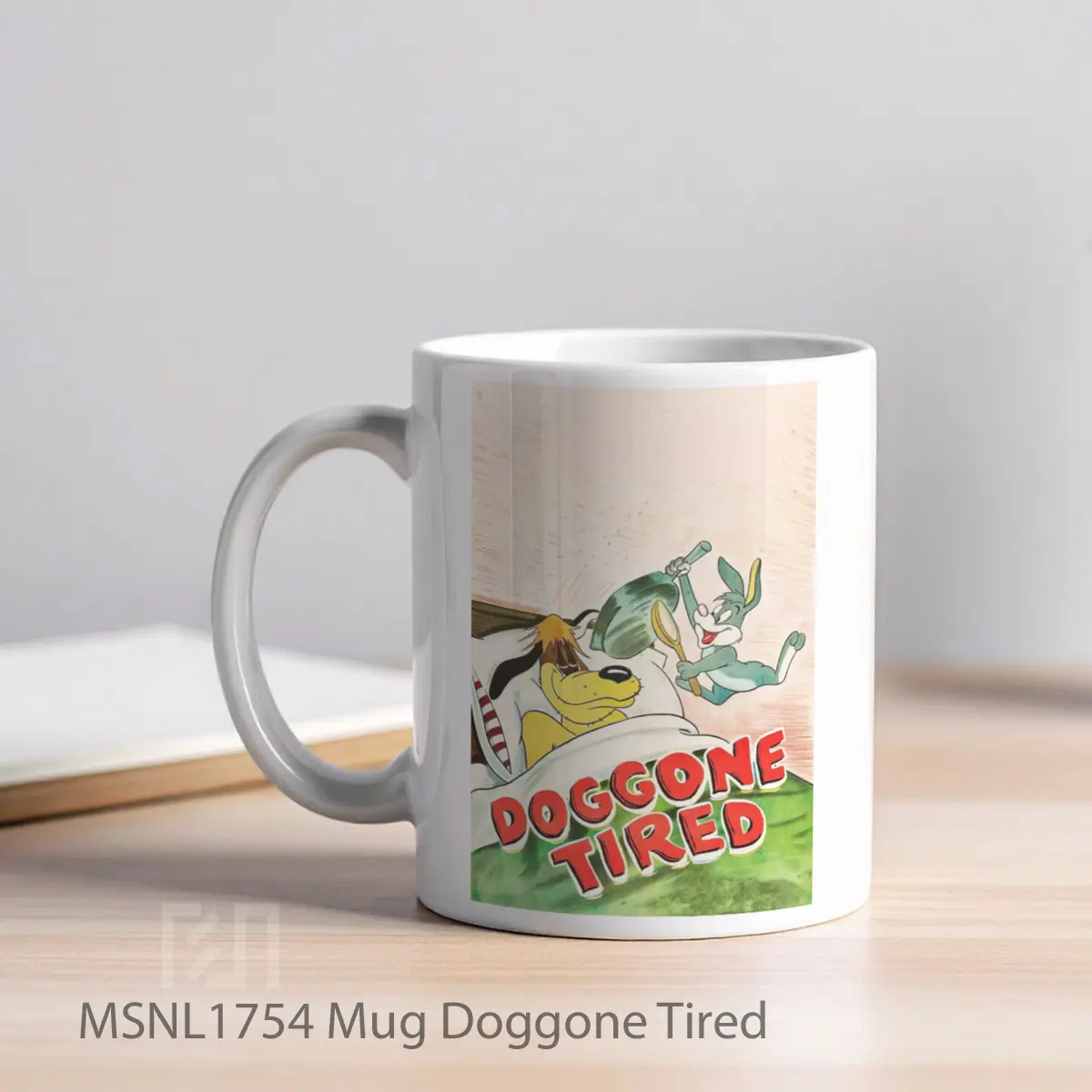 Mug Doggone Tired Gelas Keramik Tema Film MSNL1754 - Tampak Kiri